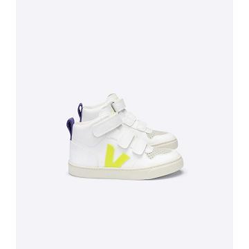 Kids' Veja V-10 MID CWL Shoes White/Purple | ZA 797CTV